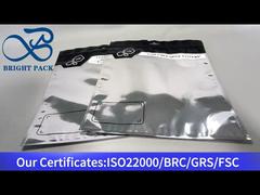 साफ़ खिड़की वाला चांदी का तीन तरफ वाला सीलबंद बैग