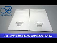 सफेद बाल प्रतिरोधी स्टैंड अप थैली