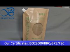 टोंटी और स्पष्ट खिड़की के साथ क्राफ्ट पेपर तरल पाउच बैग