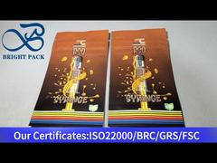 ब्राउन एल्यूमीनियम-प्लास्टिक स्टैंड अप बाल प्रतिरोधी ज़िप बैग