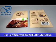 453 ग्राम भोजन के लिए ज़िपर के साथ भूरे रंग का स्टैंड अप पाउच