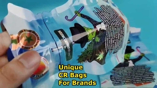 कैनबिस ब्रांडिंग आवश्यकताओं के लिए अनियमित आकार के दो तरफा मुद्रण बाल प्रतिरोधी बैग