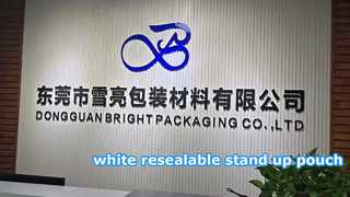 सफ़ेद पुन: सील करने योग्य स्टैंड अप थैली