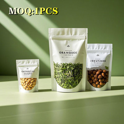 कस्टम प्रिंटिंग इको बायोडिग्रेडेबल नमी प्रूफ पाउच क्राफ्ट पेपर पेपर पुनः प्रयोज्य चाय कॉफी जिपर के साथ खड़े बैग