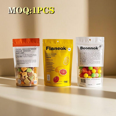 खाद्य Ziplock पैकेजिंग बैग के लिए अखरोट स्नैक कॉफी कस्टम लोगो मुद्रित Zip Lock Gummies Zipper पुनर्नवीनीकरण प्लास्टिक बैग