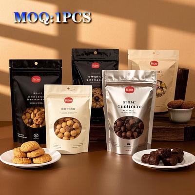 कस्टम प्लास्टिक एल्यूमीनियम पन्नी चॉकलेट खाद्य पैकेजिंग बैग ज़िपर के साथ कस्टम रंग खड़े खिड़की के साथ बैग