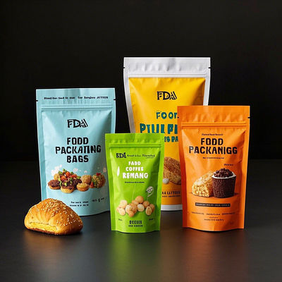 एफडीए प्रमाणित मल्टी-लेयर कम्पोजिट फूड पैकेजिंग बैग कस्टम मुद्रित नमी-सबूत स्टैंड अप पॉकेट के साथ ज़िपर पर्यावरण के अनुकूल