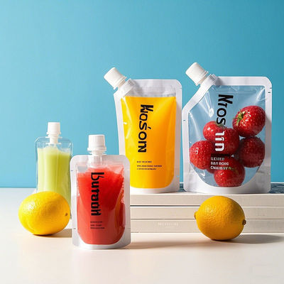 पेय, सॉस, सौंदर्य प्रसाधनों के लिए आसान डालने के साथ वायुरोधी और लीक-प्रूफ स्टैंड-अप तरल थैलों