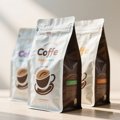 प्रीमियम कॉफी पैकेजिंग मायलर बैग अरोमा लॉक वाल्व और 99% यूवी लाइट ब्लॉकिंग