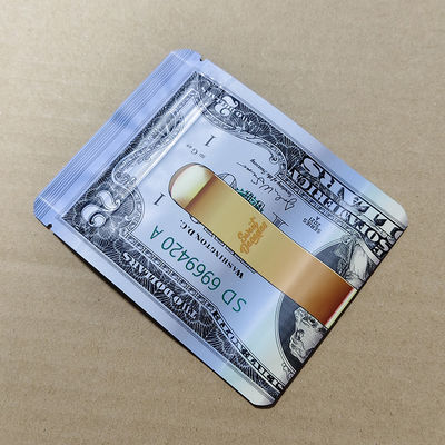 कस्टम डॉलर-प्रिंट चाइल्डप्रूफ बैग अस्थमा आइसो-प्रमाणित और पुनर्नवीनीकरण योग्य पालतू / अल / पीई लेमिनेट