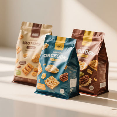 इको-डिग्रेडेबल फाइबर स्टैंड-अप बैग. 90 दिन का अपघटन + 10 रंग मुद्रण.