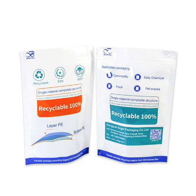 पर्यावरण के अनुकूल पुनर्नवीनीकरण बैग प्लास्टिक टिकाऊ पुनर्नवीनीकरण योग्य खड़े बैग पीई/पीई बैग