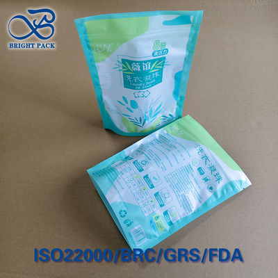 वॉशिंग पॉड्स के लिए स्टैंड-अप ट्राई-सील बैग - रीसीलेबल ज़िपर और क्लियर विंडो