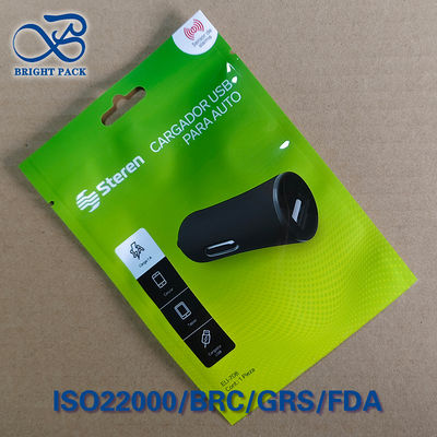 उच्च बाधा पीईटी / पीई दोहरी यूएसबी कार चार्जर पैकेजिंग CE / RoHS प्रमाणित