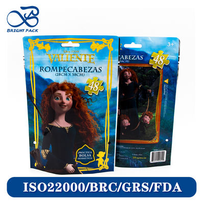 अनुकूलित कार्टून पैटर्न स्टैंड अप जिपर बैग के लिए खिलौने जैव अपघटनीय Mylar और गैर विषैले सामग्री के साथ पैकेजिंग।