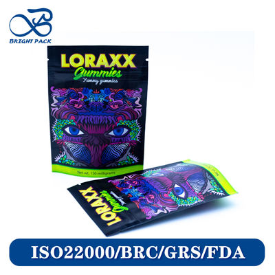 जीवंत मुद्रित स्टैंड अप बैग्स गमी पैकेजिंग के लिए अनुकूलन योग्य उच्च रंग ब्रांड पैटर्न के साथ।