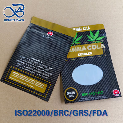 पारदर्शी खिड़की बाल प्रतिरोधी थैली आईएसओ 8317 पुश-ट्विस्ट लॉक ≤0.3 मिमी ग्रेवरेज प्रिंट