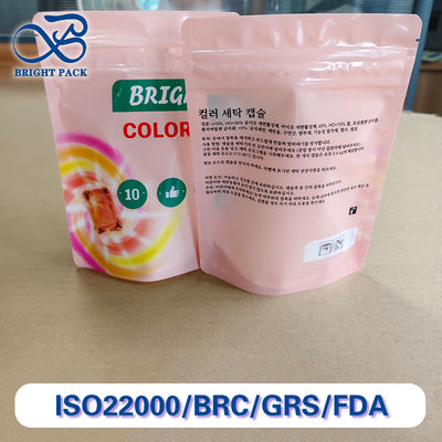 धुलाई फली पैकेजिंग थोक के लिए डबल सील के साथ लीक-प्रूफ चाइल्ड प्रूफ पाउच।