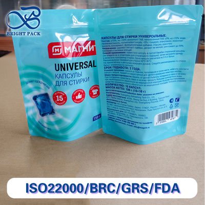 उच्च-रिज़ॉल्यूशन CMYK और डिजिटल प्रिंटिंग स्टैंड अप पाउच लॉन्ड्री पॉड्स पैकेजिंग के लिए।