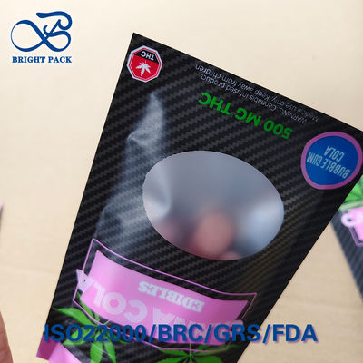 पारदर्शी चाइल्ड-रेसिस्टेंट ज़िपर पाउच PE/VMPET लेमिनेटेड छेड़छाड़-प्रमाण सील कस्टम विंडो