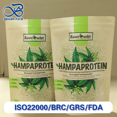 पीई अस्तर के साथ प्रीमियम क्राफ्ट पेपर स्टैंड-अप बैग खाद्य ग्रेड कस्टम मुद्रण पर्यावरण के अनुकूल स्टैकेबल