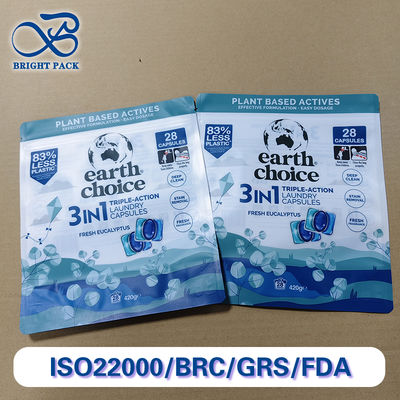 कपड़े धोने के डिटर्जेंट पॉड पैकेजिंग बैग अनुकूलन योग्य पीई बहु-परत डिजाइन नमी-सबूत और रिसाव-प्रतिरोधी वैश्विक थोक आदेशों के लिए एसजीएस प्रमाणित