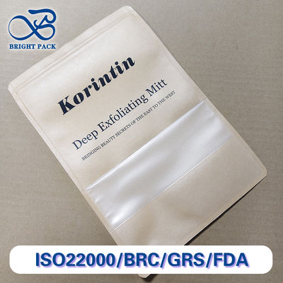 क्राफ्ट पेपर विंडो बैग मल्टी-लेयर कम्पोजिट पैकेजिंग खाद्य / कॉफी / नट्स एफडीए / एसजीएस प्रमाणित कस्टम आकार और मुद्रण पर्यावरण के अनुकूल टिकाऊ