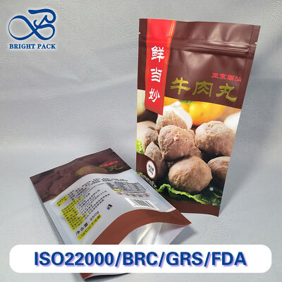 बीफ बॉल्स के लिए लीक-प्रूफ और पंचर-रेसिस्टेंट स्टैंड अप बैग